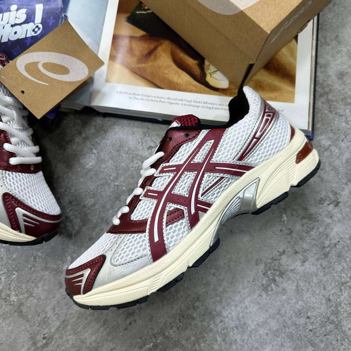 Asics Gel-1130 White / Maroon Banner Womens Trainers UK Reps Superclone Quality