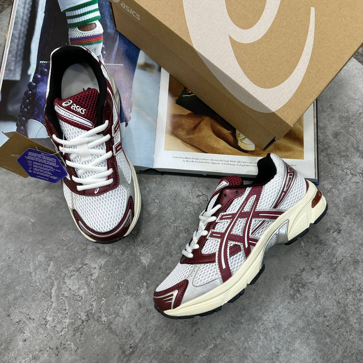 Asics Gel-1130 White / Maroon Banner Womens Trainers UK Reps Superclone Quality