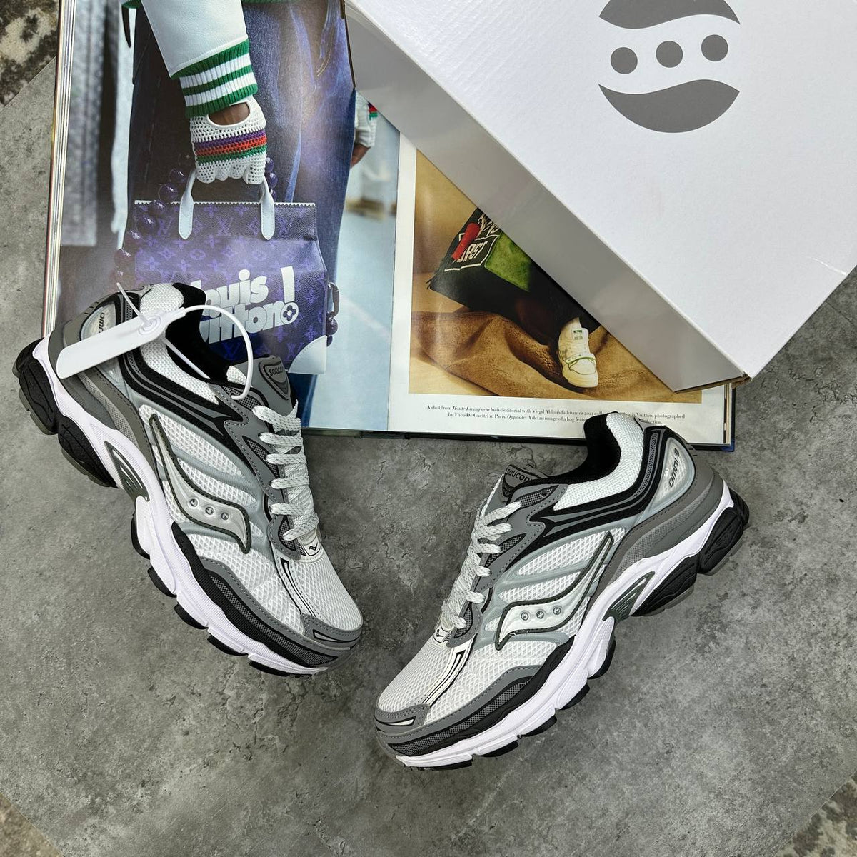 Saucony ProGrid Omni 9 "White/Grey" Mens Trainers UK Reps Superclone Quality