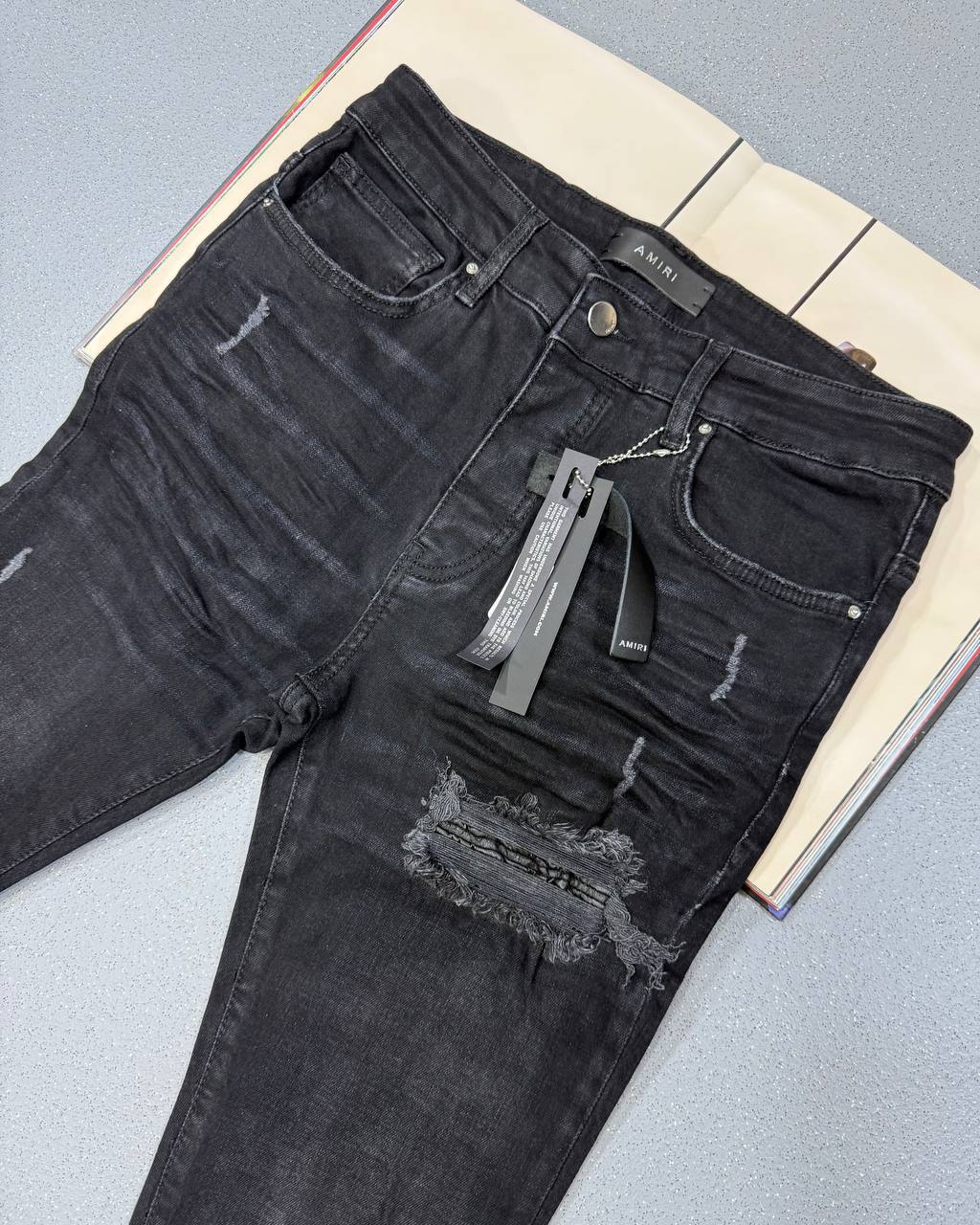 Amiri Patchwork Denim Jeans Mens in Black Multiple Waist Sizes Best Sale UK Reps AAA Quality