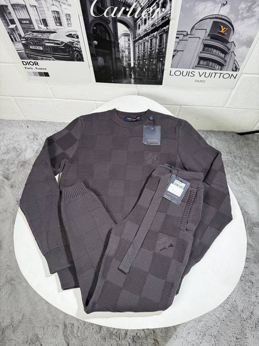 Louis Vuitton Wool Graphic Knitwear Crew Neck Full Sleeves Tracksuits in 2 Colors UK Reps AAA Quality