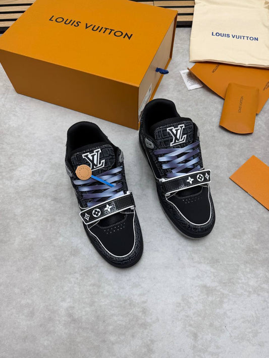 Louis Vuitton Men's Luxury Trainers Croc-Embossed Denim Sneakers AAA Quality Reps UK
