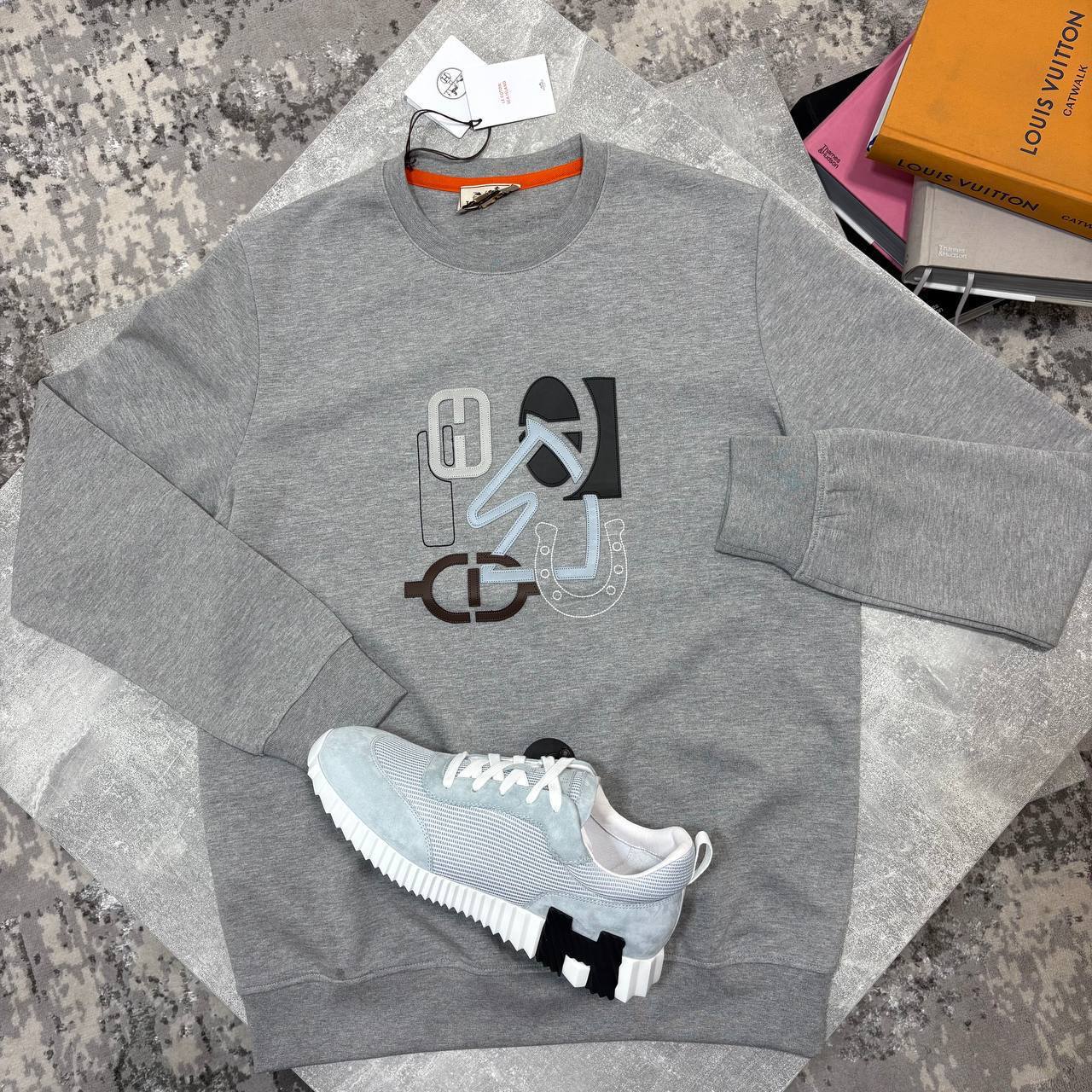 Hermes Crewneck Puzzle Logo Mens Jumpers in Multiple Colors UK Reps AAA Quality