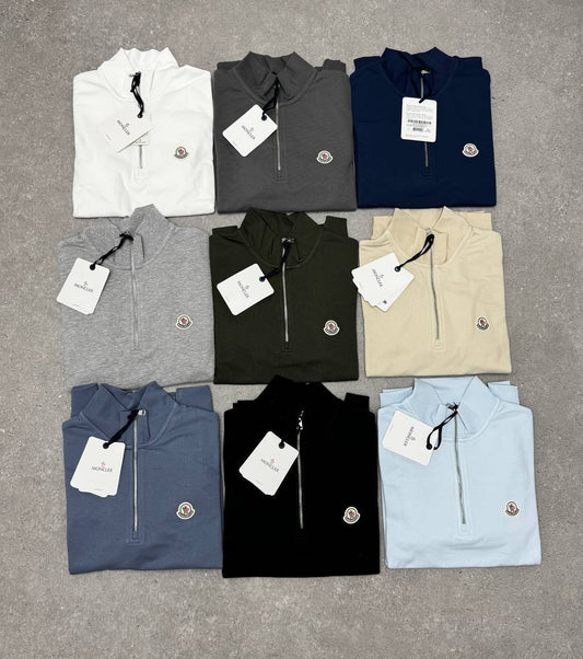 Moncler Logo-Patch Half Zipped Sweatshirts Mens Fashion Best Sale UK Reps AAA Quality