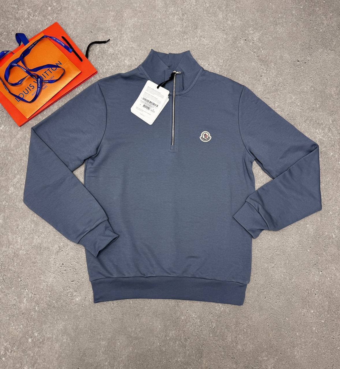 Moncler Logo-Patch Half Zipped Sweatshirts Mens Fashion Best Sale UK Reps AAA Quality