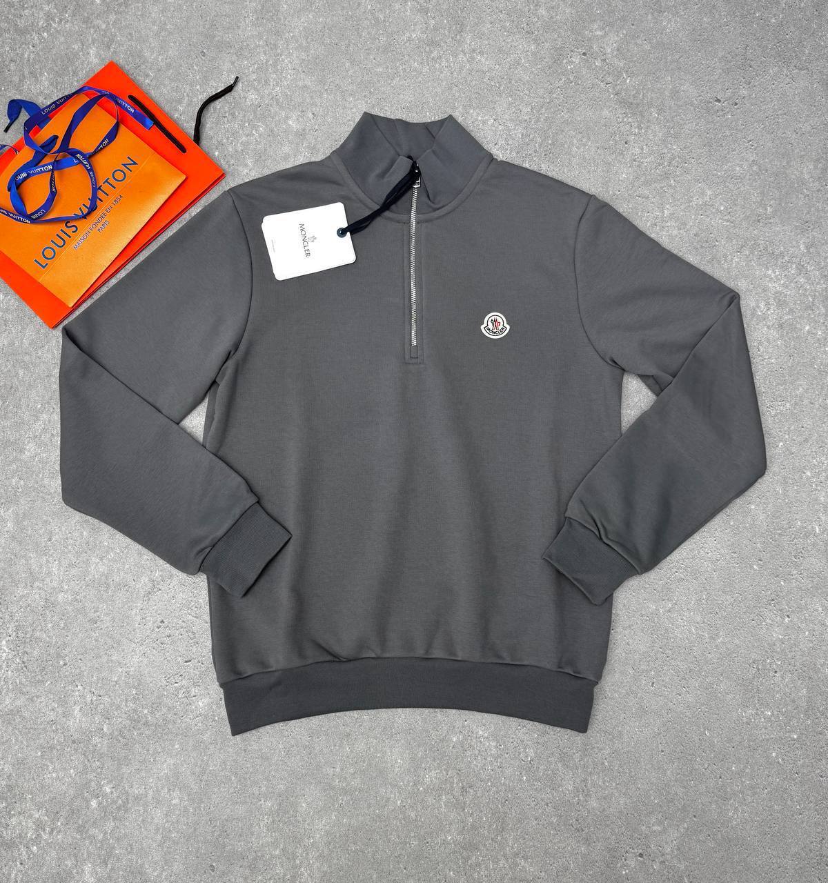 Moncler Logo-Patch Half Zipped Sweatshirts Mens Fashion Best Sale UK Reps AAA Quality