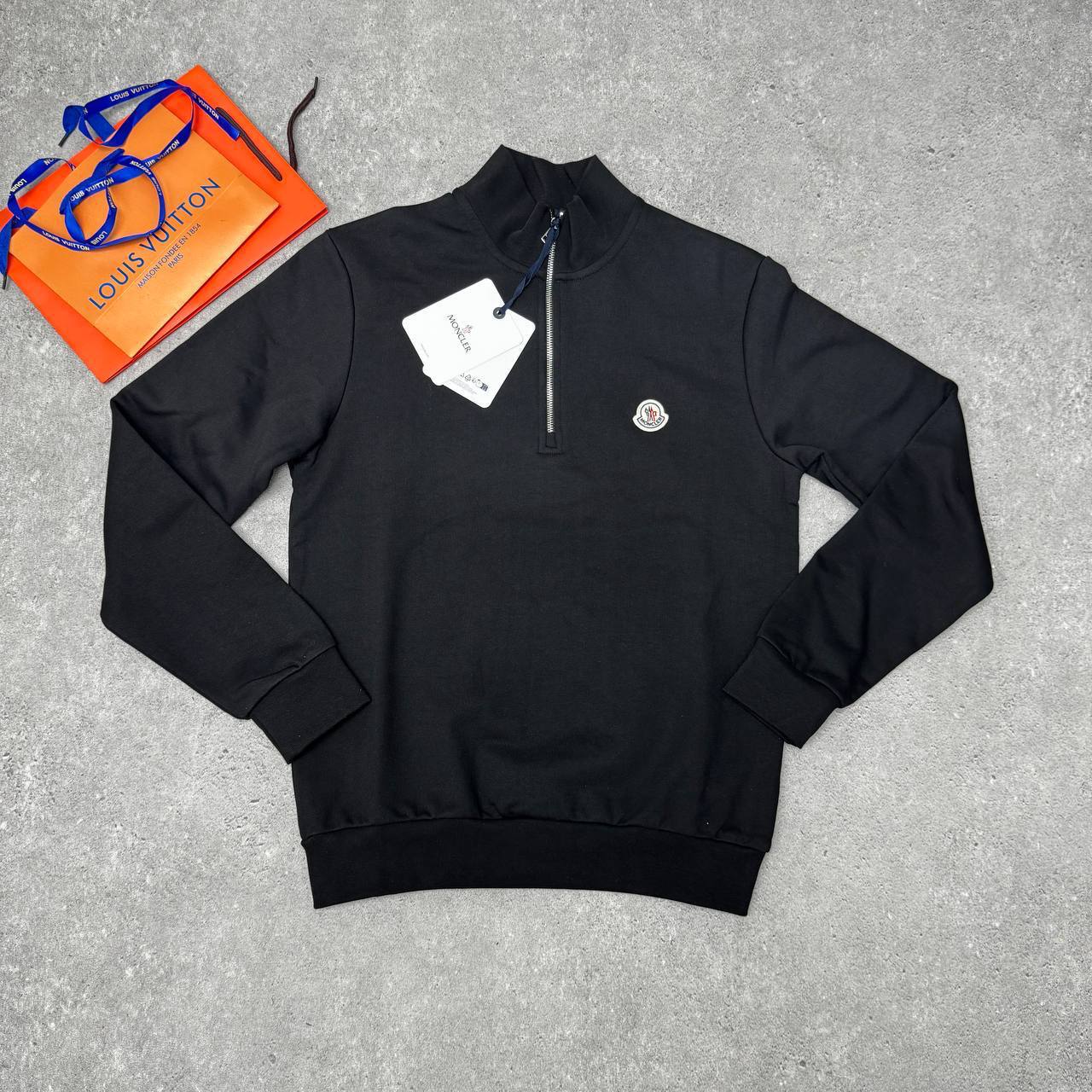 Moncler Logo-Patch Half Zipped Sweatshirts Mens Fashion Best Sale UK Reps AAA Quality