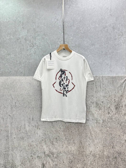 Moncler Logo Print Text Branding Cotton T-Shirts Men's Short Sleeves in 2 Colors UK Reps AAA Quality