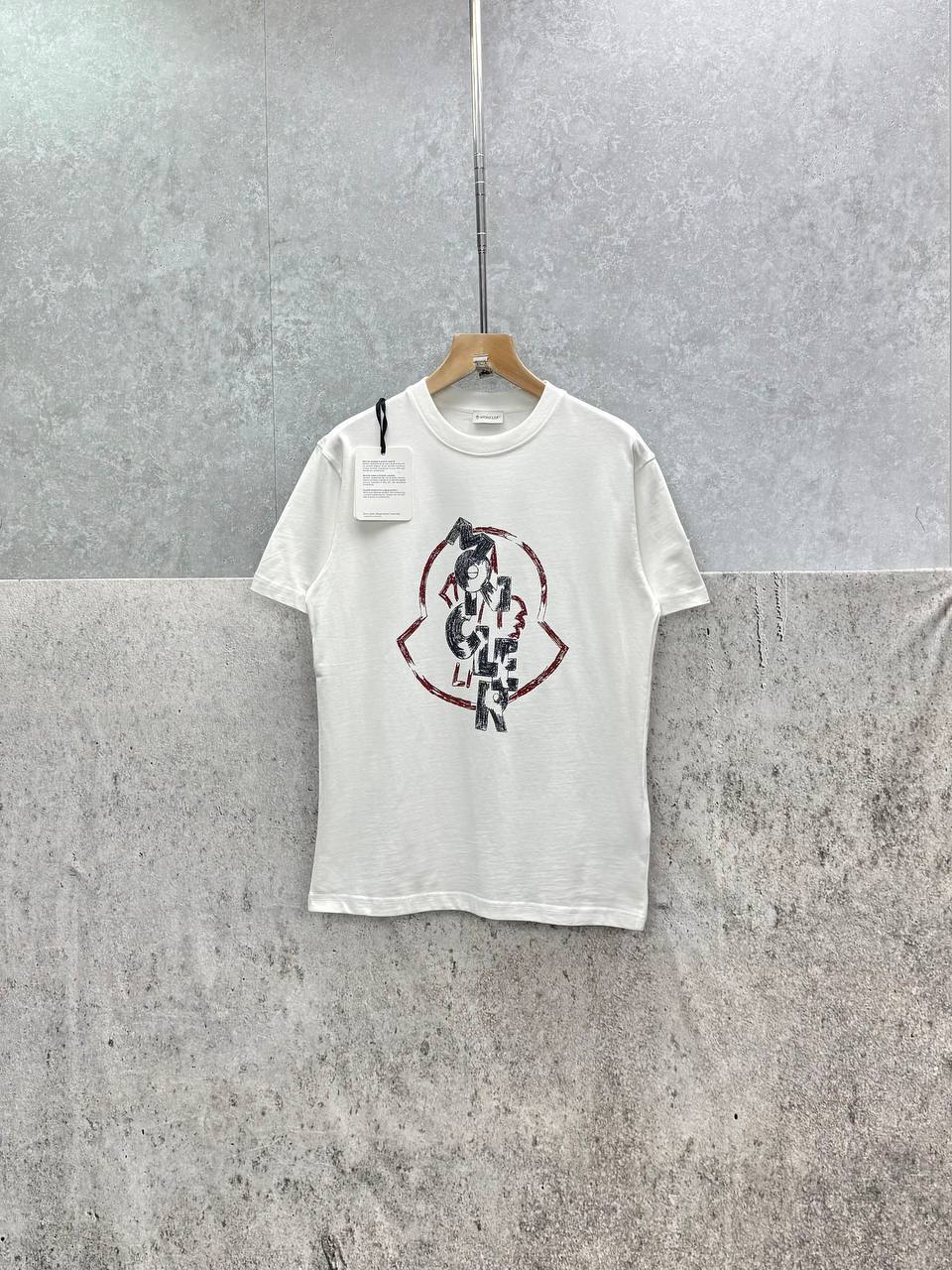 Moncler Logo Print Text Branding Cotton T-Shirts Men's Short Sleeves in 2 Colors UK Reps AAA Quality