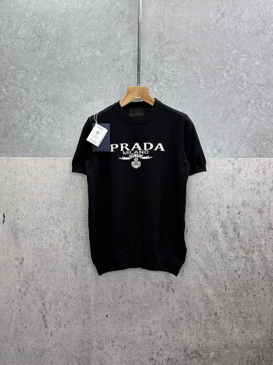 Prada Exclusive Triangular Logo Design Round Neck T-Shirts Mens in 2 Colors UK Reps AAA Quality