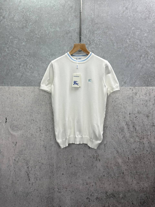 Burberry T-Shirts Mens with Striped Details in Light Blue in 2 Colors UK Reps AAA Quality