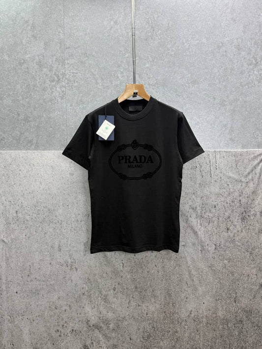 Prada Logo-Print Boxy-Fit Cotton T-Shirts Mens in 2 Colors Best Sale UK Reps AAA Quality