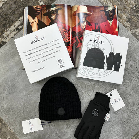 Moncler Winter Beanie Hat & Tech Gloves Set Mens UK Reps Premium Quality