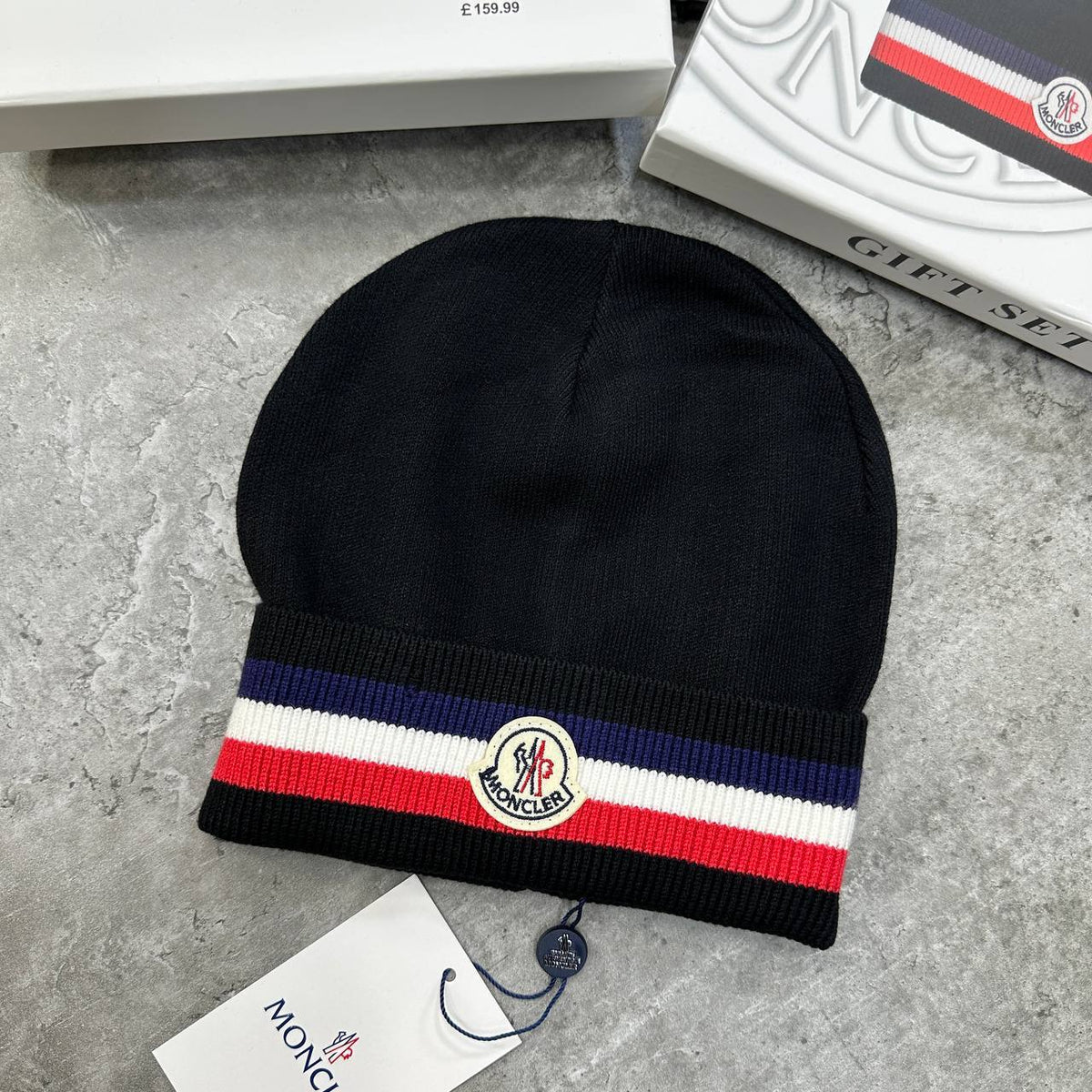 Moncler Striped Wool Beanie Hat Mens UK Reps Premium Quality