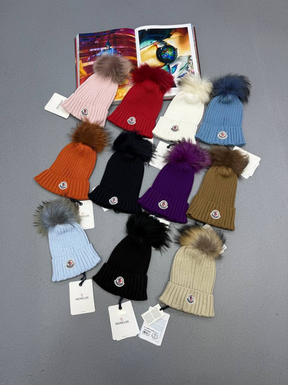 Moncler Pompom Berretto Knit Beanie With Faux Fur Pom Womens in Multiple Colors UK Reps AAA Quality