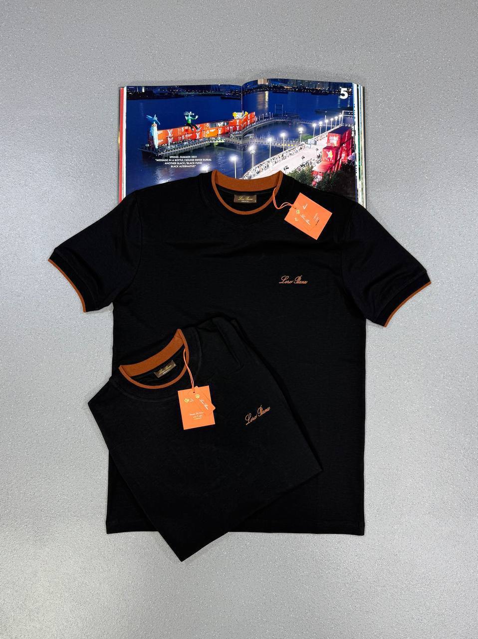 Loro Piana Logo Printed T-shirts Round Neck Mens in 2 Colors UK Reps AAA Quality