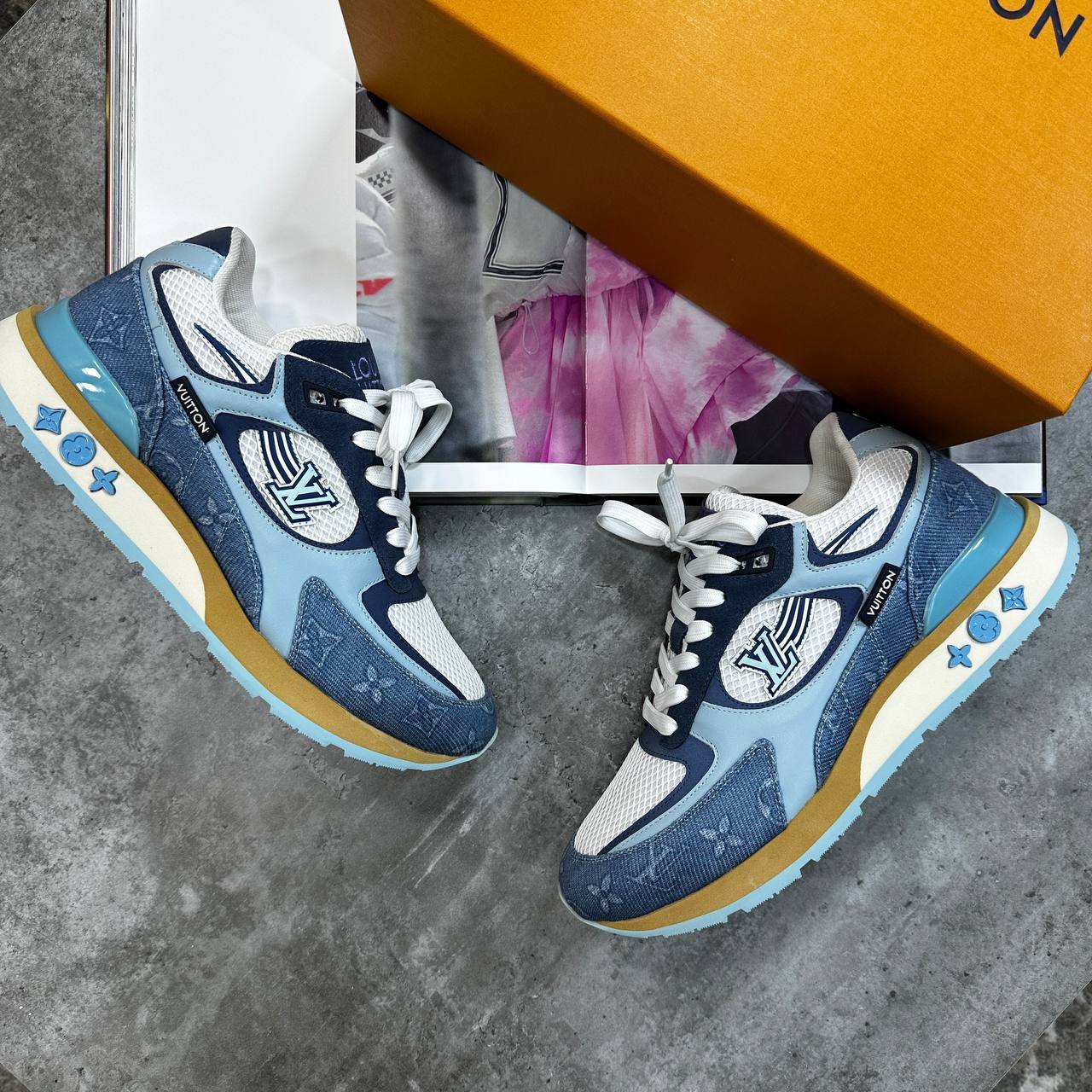 Louis Vuitton Run Away Mens Trainers in Blue Monogram Best Sale UK Reps AAA Quality