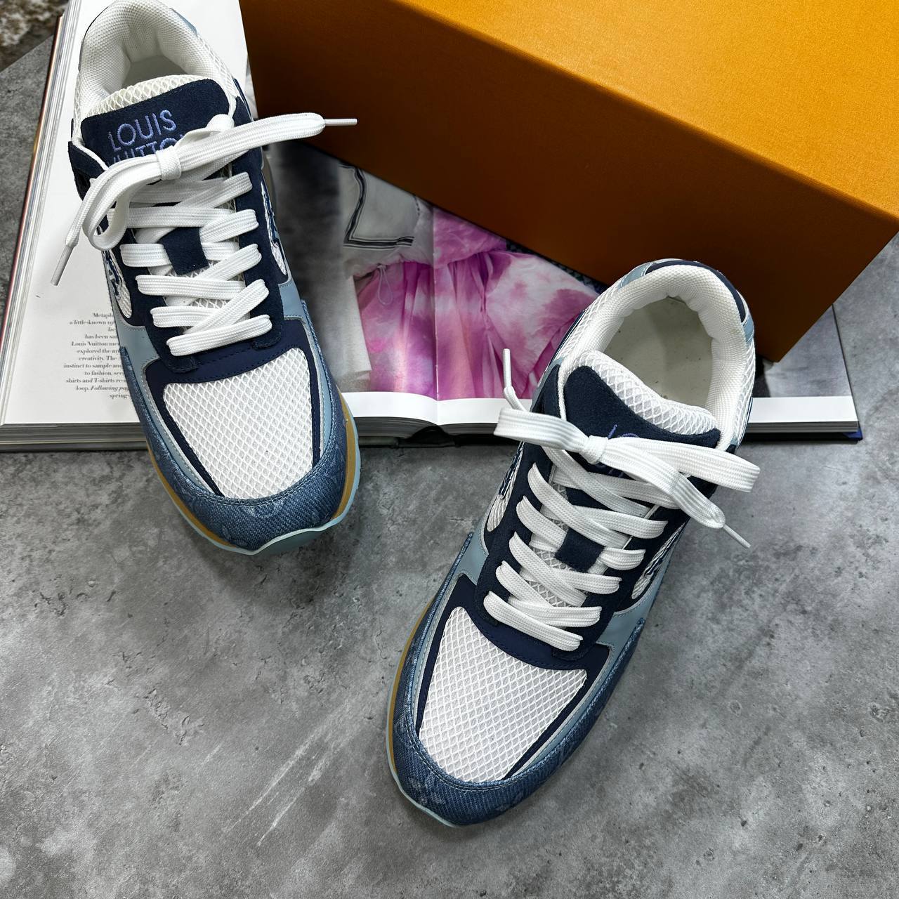 Louis Vuitton Run Away Mens Trainers in Blue Monogram Best Sale UK Reps AAA Quality