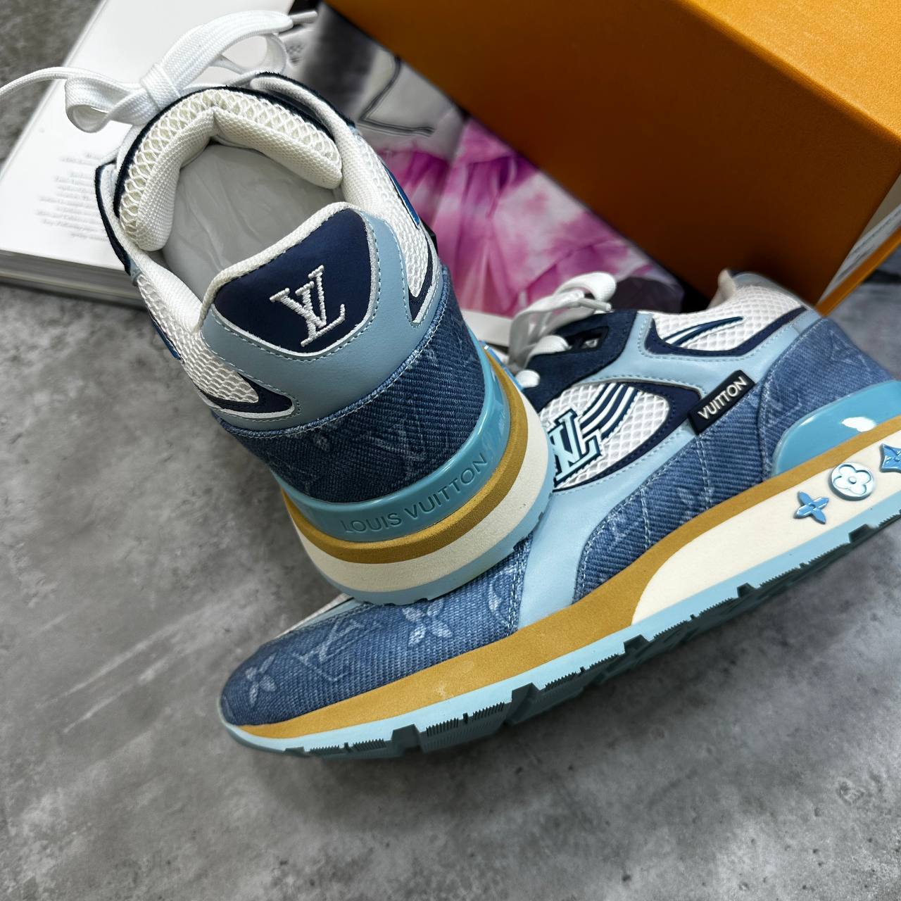 Louis Vuitton Run Away Mens Trainers in Blue Monogram Best Sale UK Reps AAA Quality