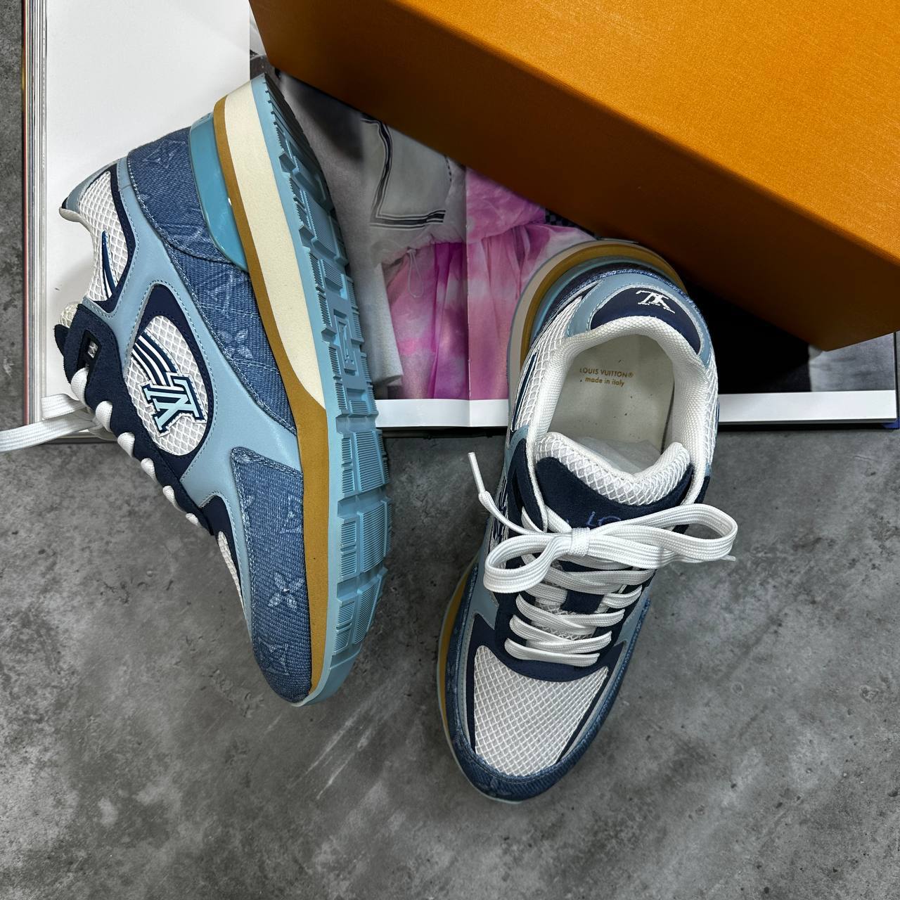 Louis Vuitton Run Away Mens Trainers in Blue Monogram Best Sale UK Reps AAA Quality