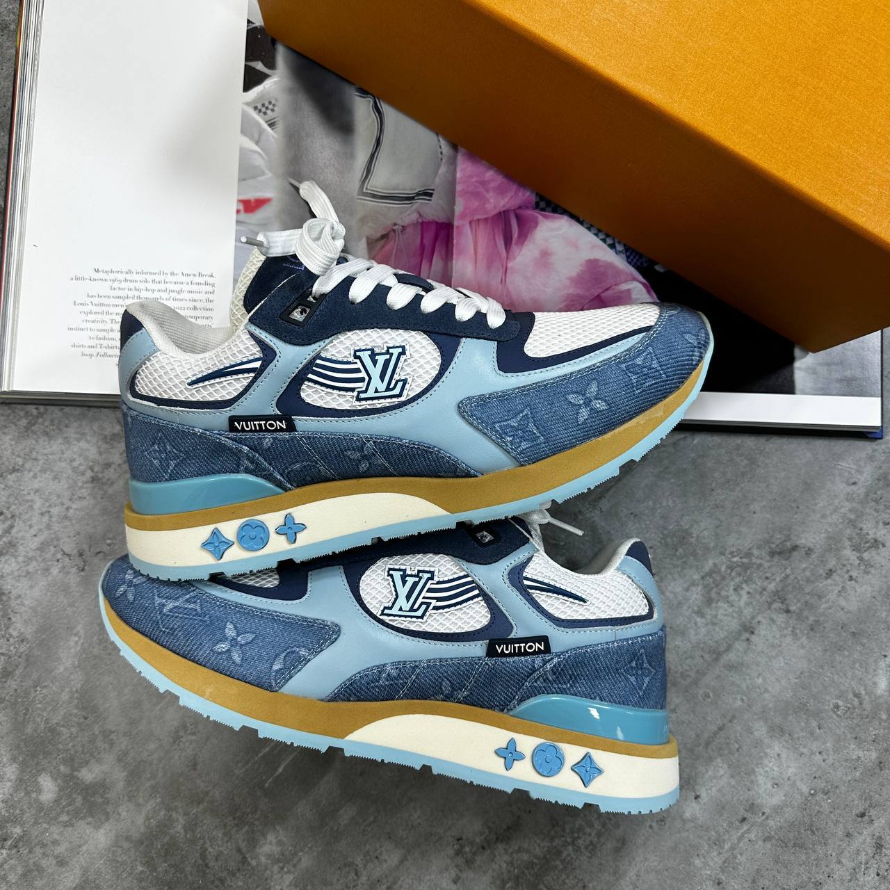 Louis Vuitton Run Away Mens Trainers in Blue Monogram Best Sale UK Reps AAA Quality