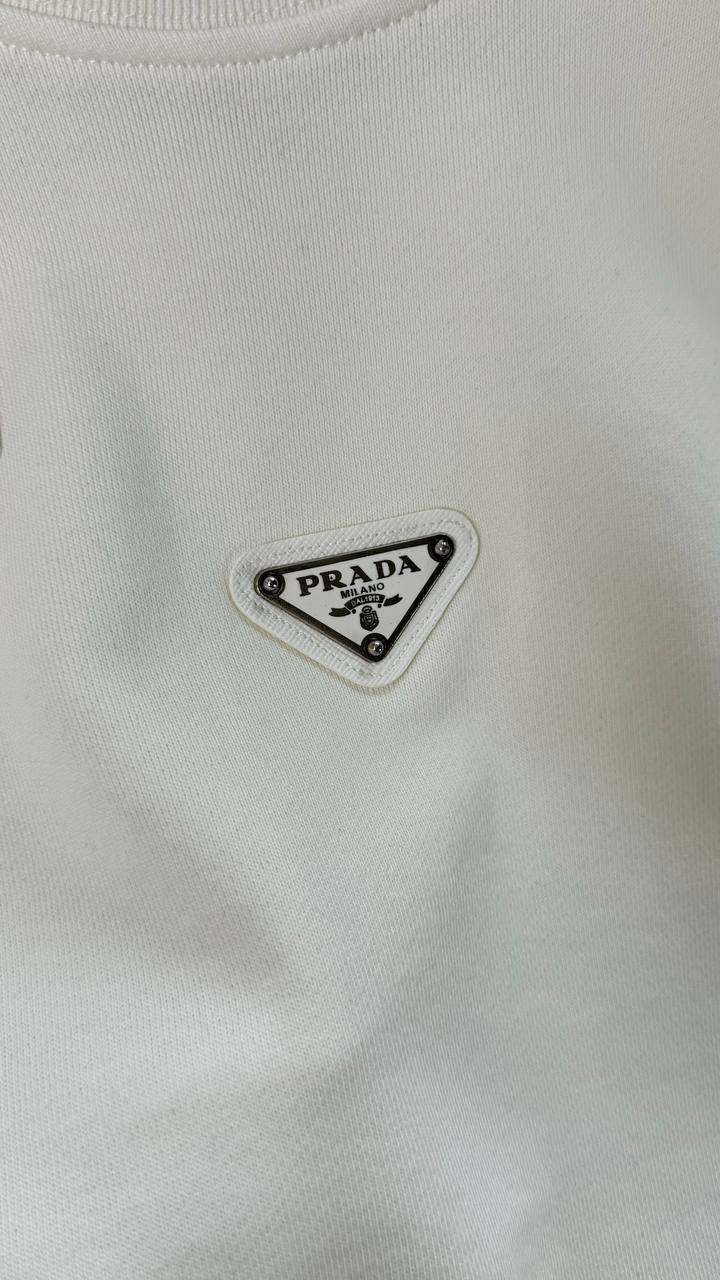 Prada Chest Logo Ribbed Crew Neck Long Sleeves Mens Jumpers in 2 Colors UK Reps AAA Quality