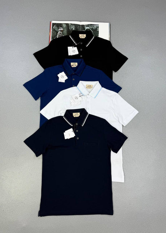 Hermes H Logo Collar Buttoned Pocket Polo Shirt in Multiple Colors Best Sale UK Reps AAA Quality