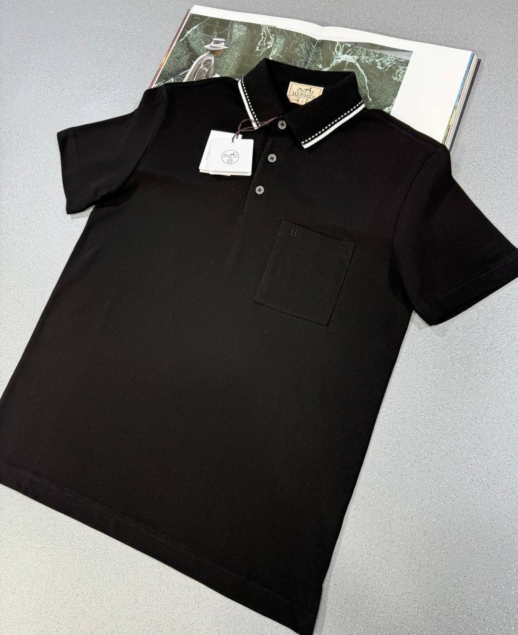 Hermes H Logo Collar Buttoned Pocket Polo Shirt in Multiple Colors Best Sale UK Reps AAA Quality
