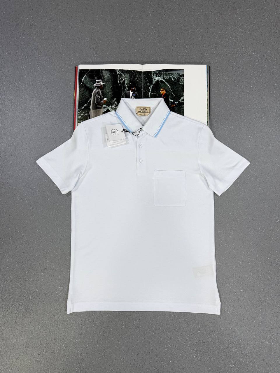 Hermes H Logo Collar Buttoned Pocket Polo Shirt in Multiple Colors Best Sale UK Reps AAA Quality