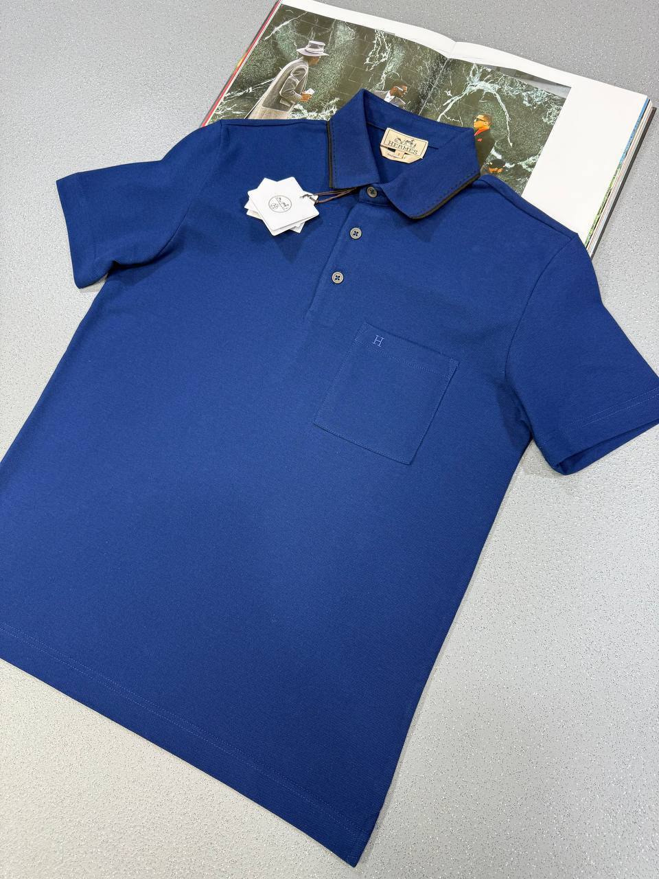 Hermes H Logo Collar Buttoned Pocket Polo Shirt in Multiple Colors Best Sale UK Reps AAA Quality