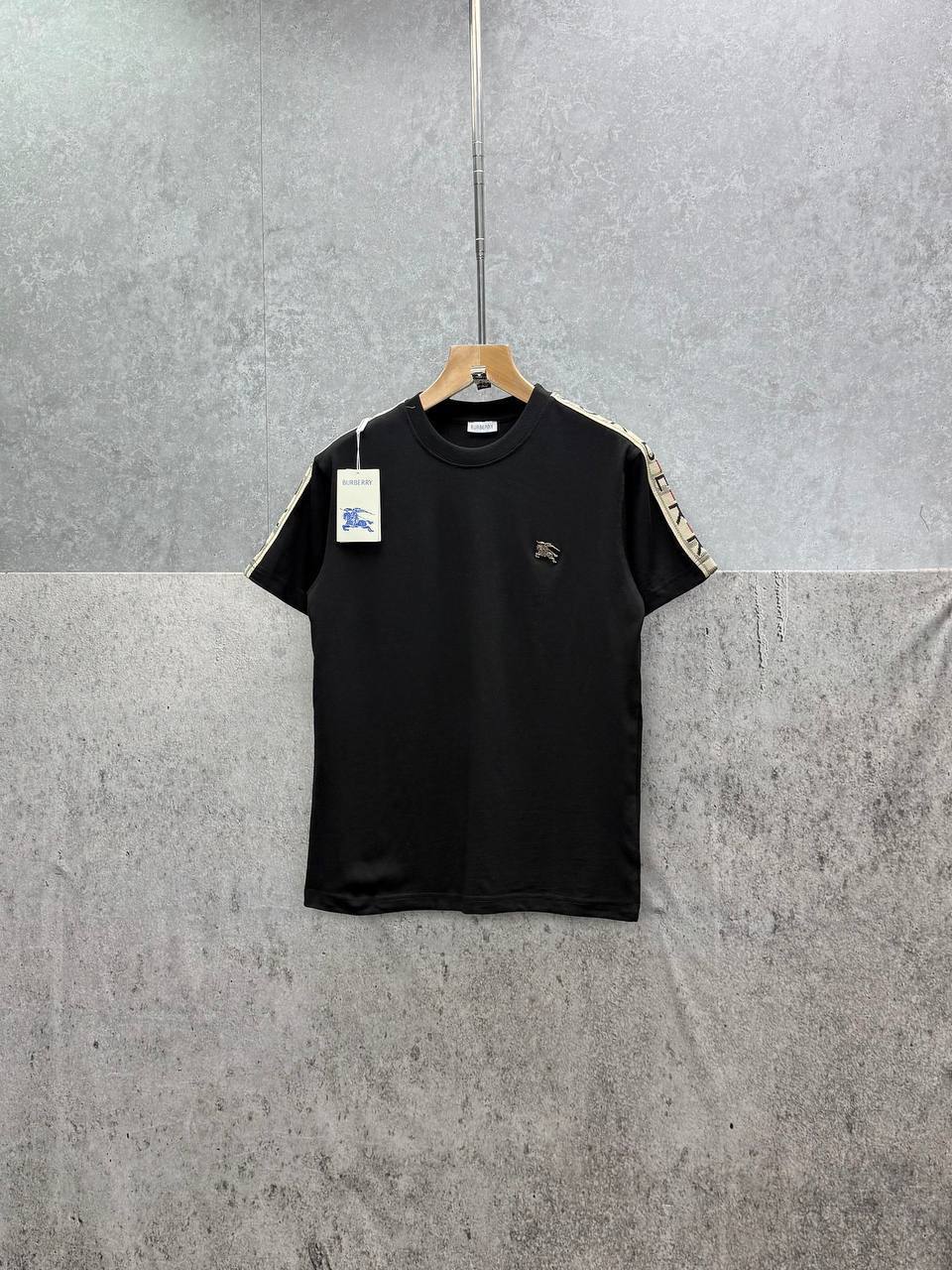 Burberry Logo Checkered Trim Cotton T-shirts Mens in 2 Colors UK Reps AAA Quality