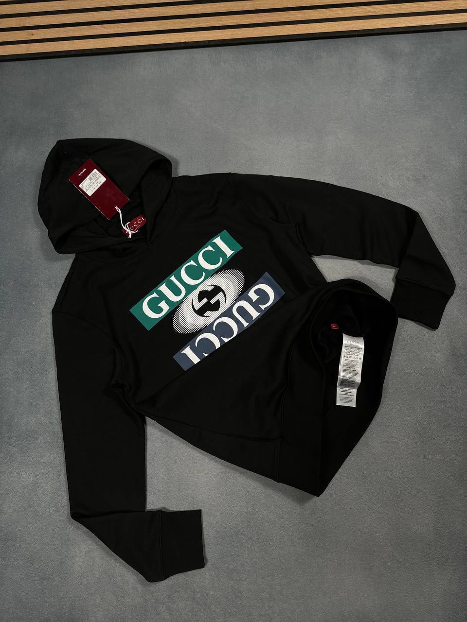 Gucci Interlocking G-Logo Cotton Hoodie for Men in Black Colors UK Reps AAA Quality