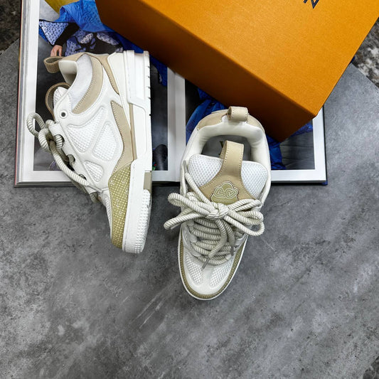 Louis Vuitton Low Top Skate Sneakers Beige Mens Best Sale UK Reps AAA Quality