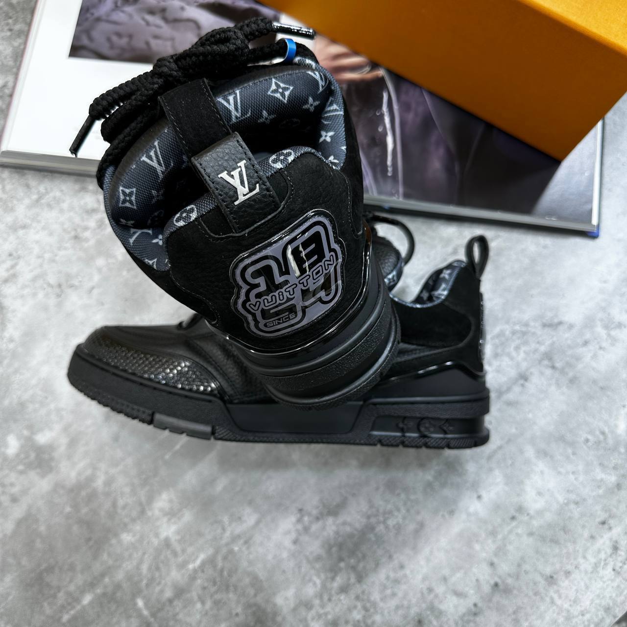 Louis Vuitton Low Top Skate Sneakers Black Mens Best Sale UK Reps AAA Quality