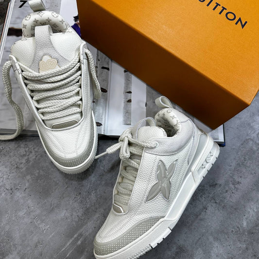 Louis Vuitton LV Low Top Skate Sneakers Grey Mens Best Sale UK Reps AAA Quality