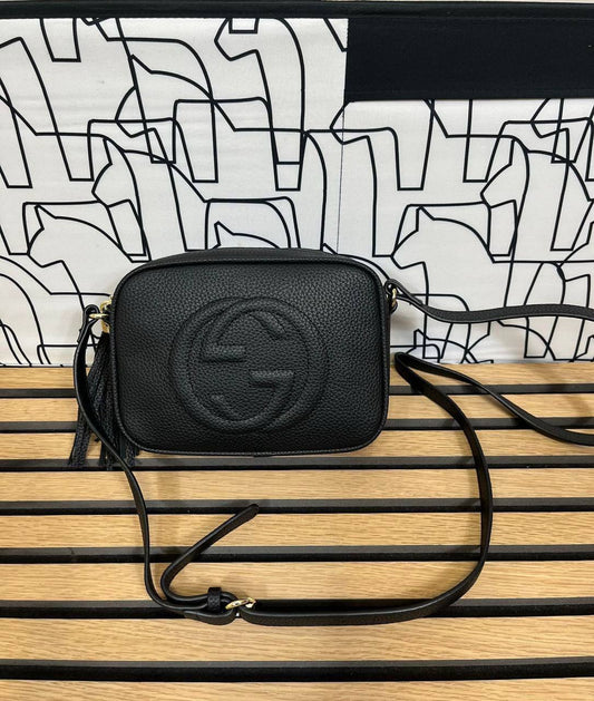 Gucci Soho Disco Black Pebbled Leather Womens Crossbody Bag UK Reps AAA Quality