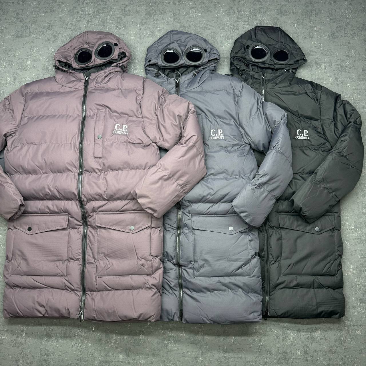 C.P. Company Goggle Down Mid Length Puffer Jackets in Multiple Colors UK Reps AAA Quality