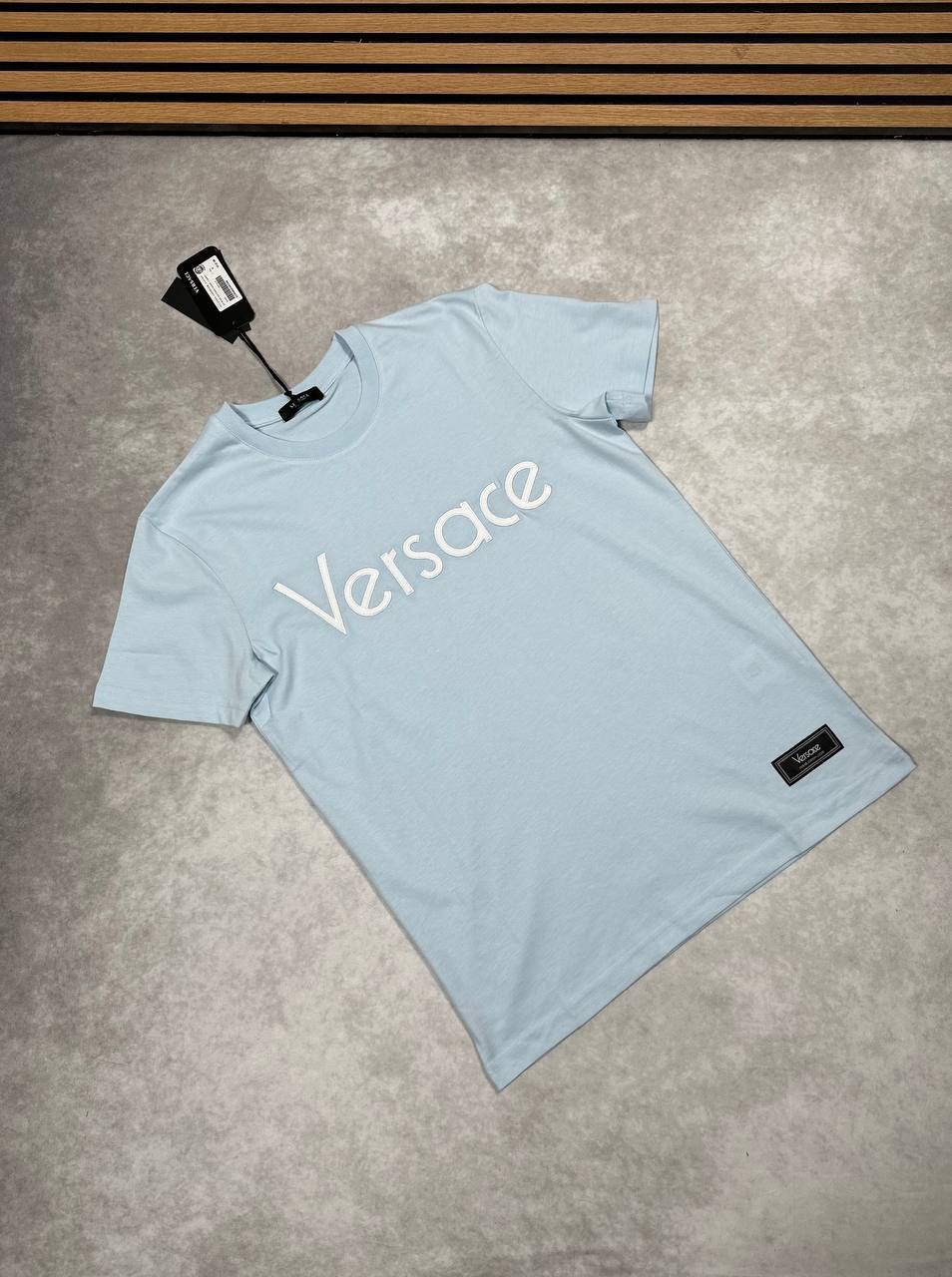 Versace Cotton Logo Embroidered Tribute Mens T-Shirts in 2 Colors UK Reps AAA Quality