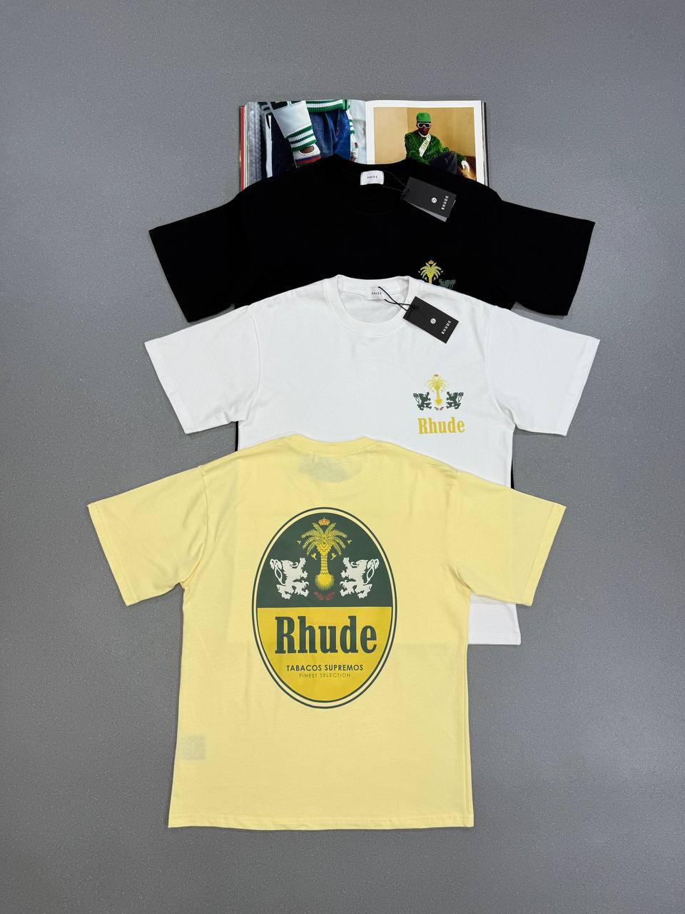 Rhude Tobacco Crew Neck Graphic Print T-shirts Mens in 2 Colors UK Reps AAA Quality