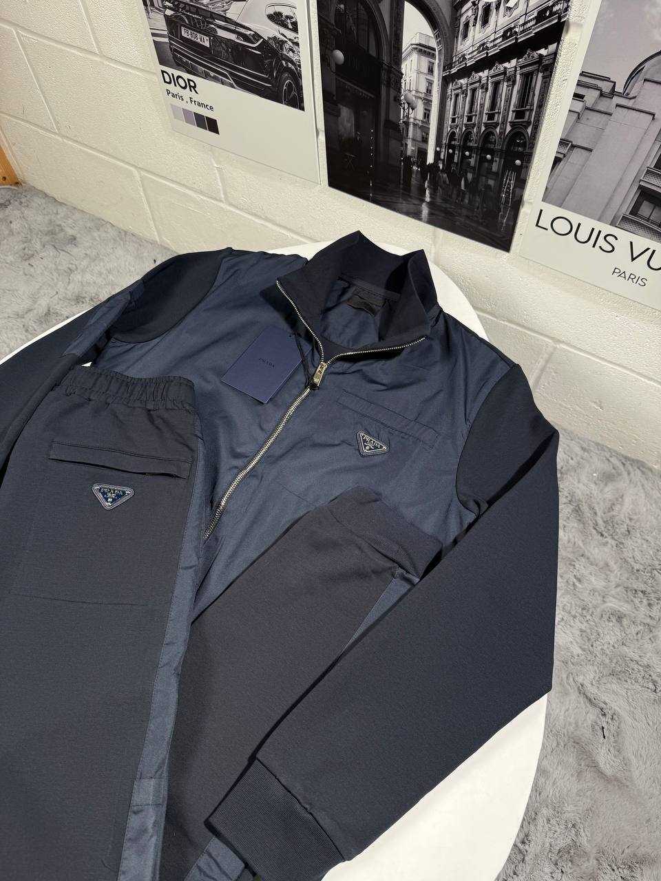 Prada Cardigan with Re-Nylon Tracksuits in 2 Colors Mens UK Reps AAA Quality