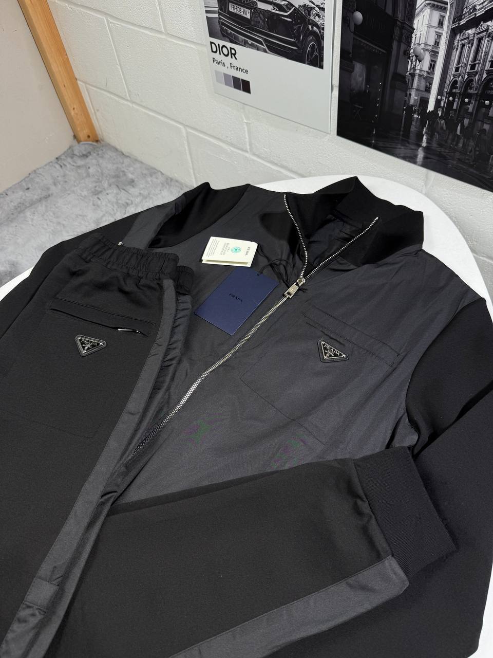 Prada Cardigan with Re-Nylon Tracksuits in 2 Colors Mens UK Reps AAA Quality