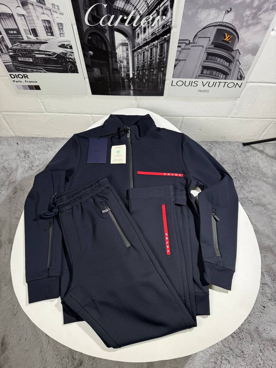 Prada Sport Logo Tracksuits in Navy Color Mens UK Reps AAA Quality