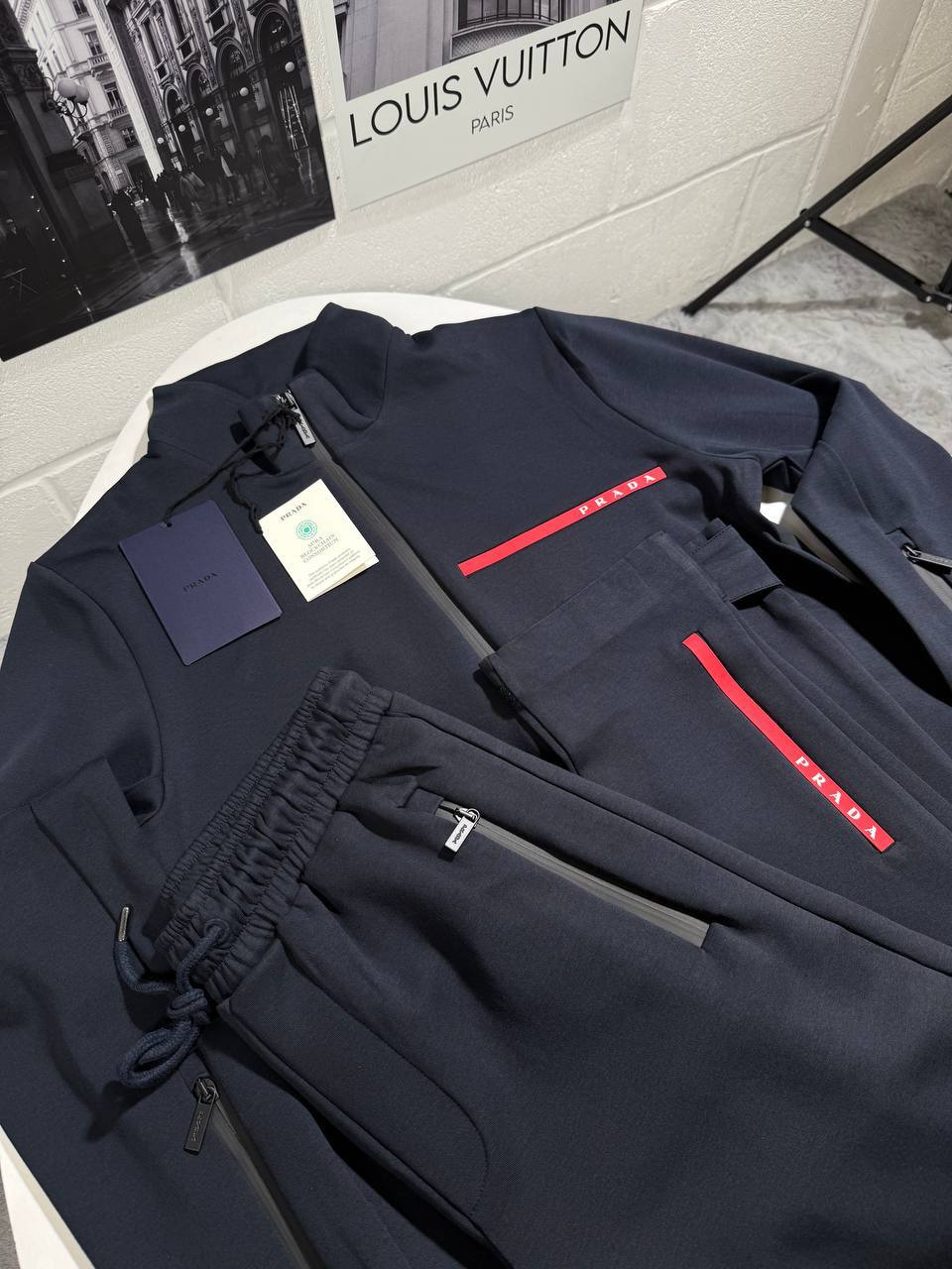 Prada Sport Logo Tracksuits in Navy Color Mens UK Reps AAA Quality