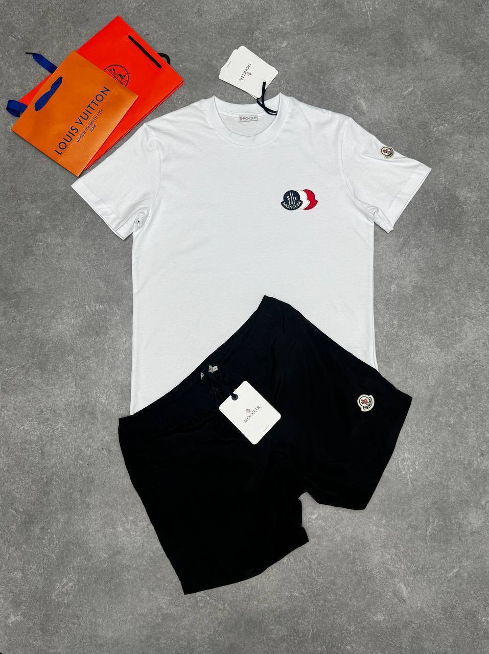 Moncler Embroidered Tricolour Logo Cotton T-Shirts & Shorts Set Mens in Multiple Colors UK Reps AAA Quality