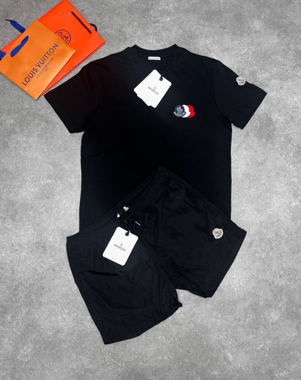 Moncler Embroidered Tricolour Logo Cotton T-Shirts & Shorts Set Mens in Multiple Colors UK Reps AAA Quality