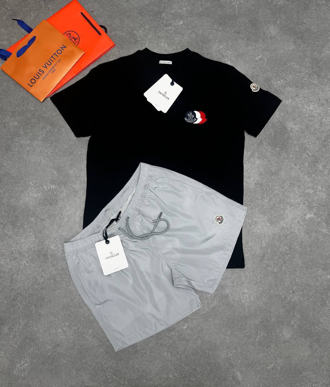 Moncler Embroidered Tricolour Logo Cotton T-Shirts & Shorts Set Mens in Multiple Colors UK Reps AAA Quality