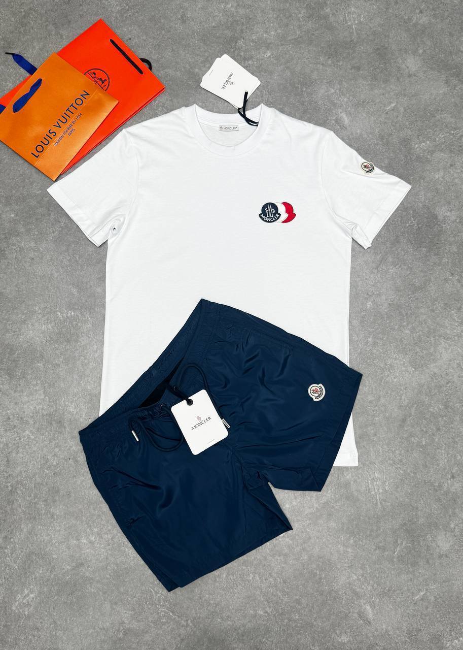 Moncler Embroidered Tricolour Logo Cotton T-Shirts & Shorts Set Mens in Multiple Colors UK Reps AAA Quality
