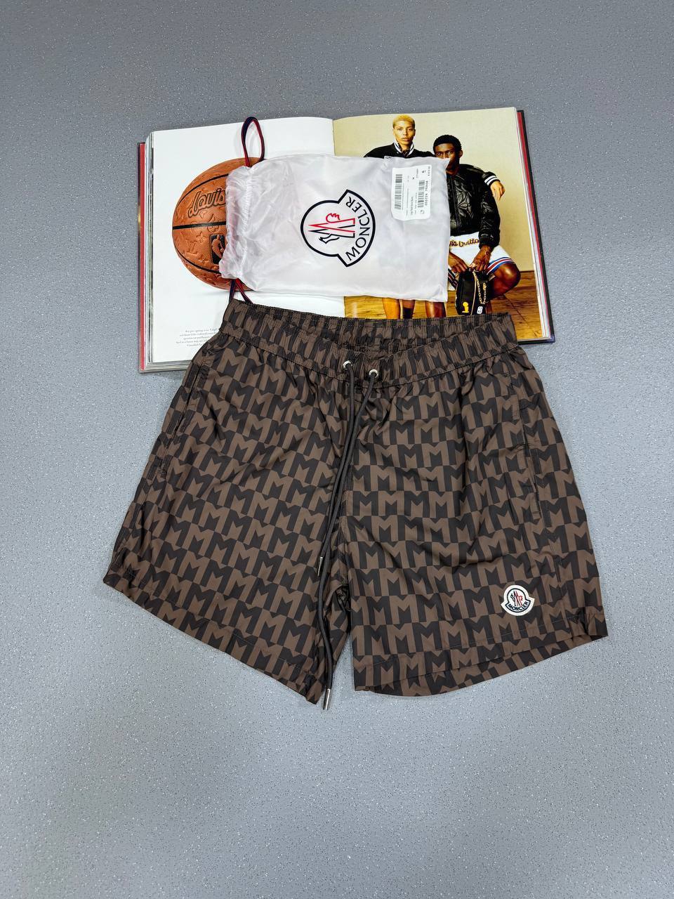 Moncler Monogram-Print Drawstring Swim Shorts Mens in Multiple Colors UK Reps AAA Quality