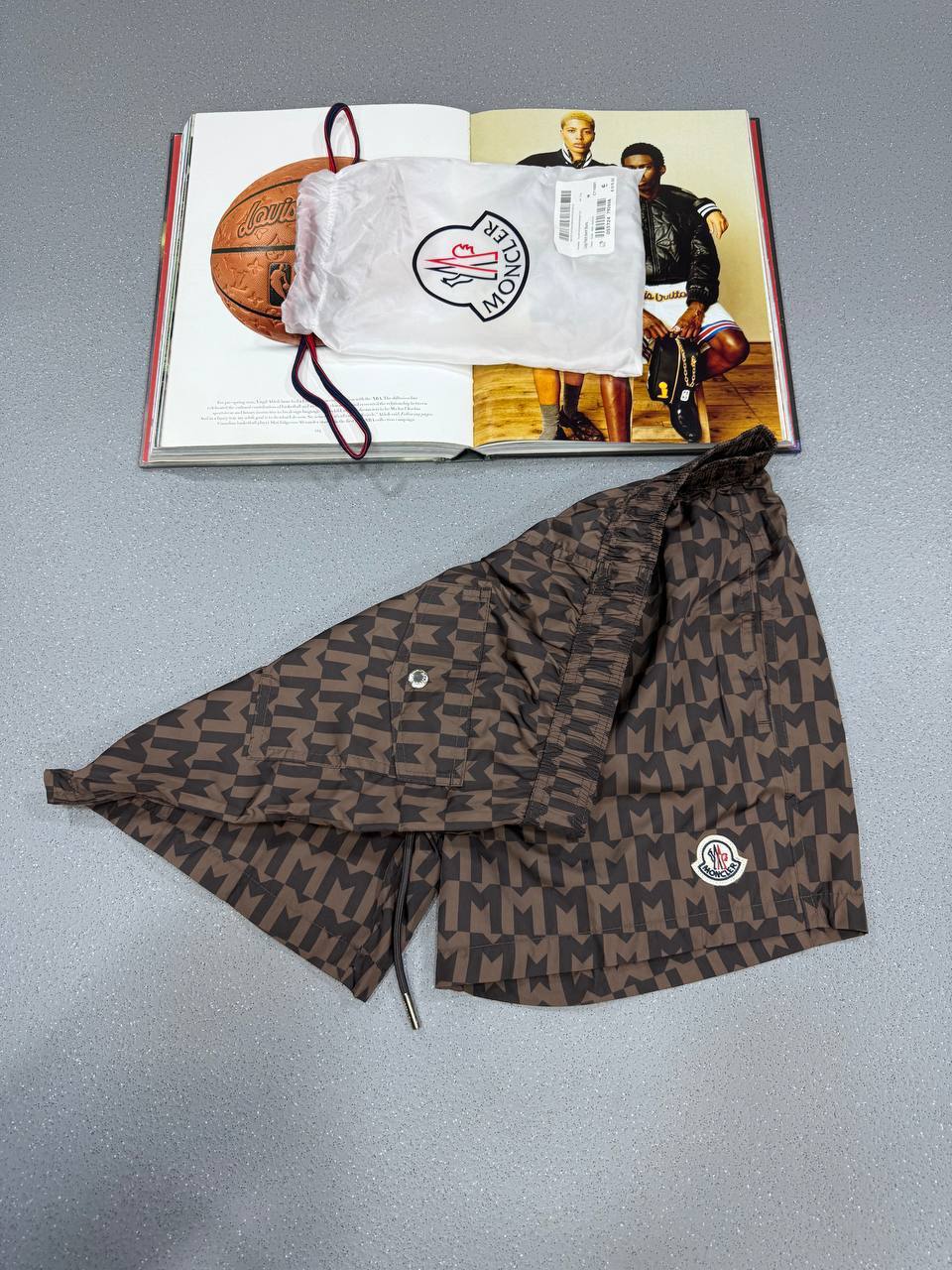 Moncler Monogram-Print Drawstring Swim Shorts Mens in Multiple Colors UK Reps AAA Quality