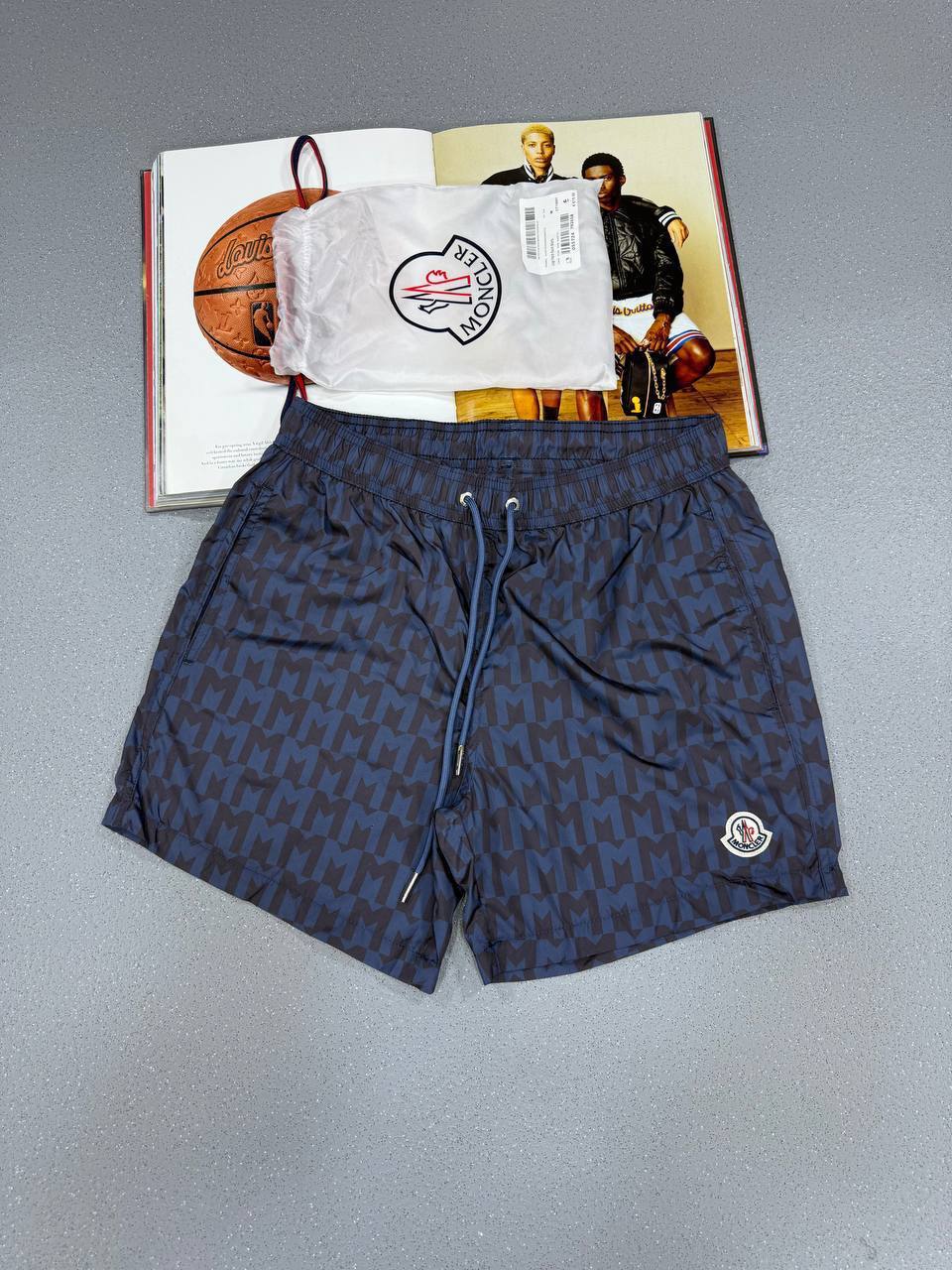 Moncler Monogram-Print Drawstring Swim Shorts Mens in Multiple Colors UK Reps AAA Quality